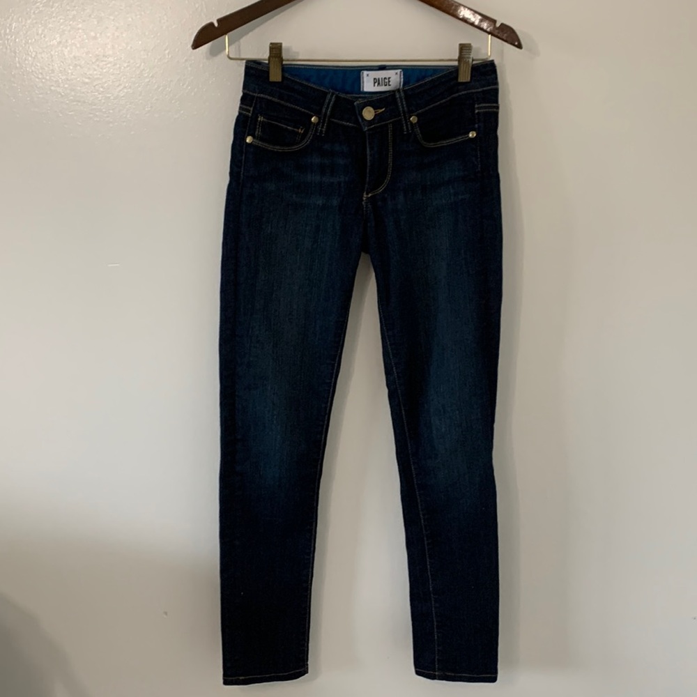 Paige Skyline Low Rise Ankle Peg Dark Wash Skinny Jeans Low Rise 24